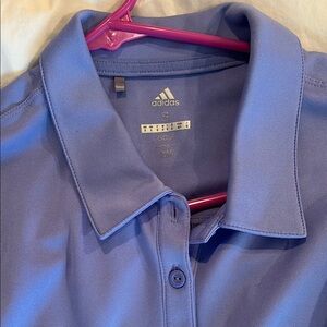 Adidas Purple Fitted Buttoned Polo Top